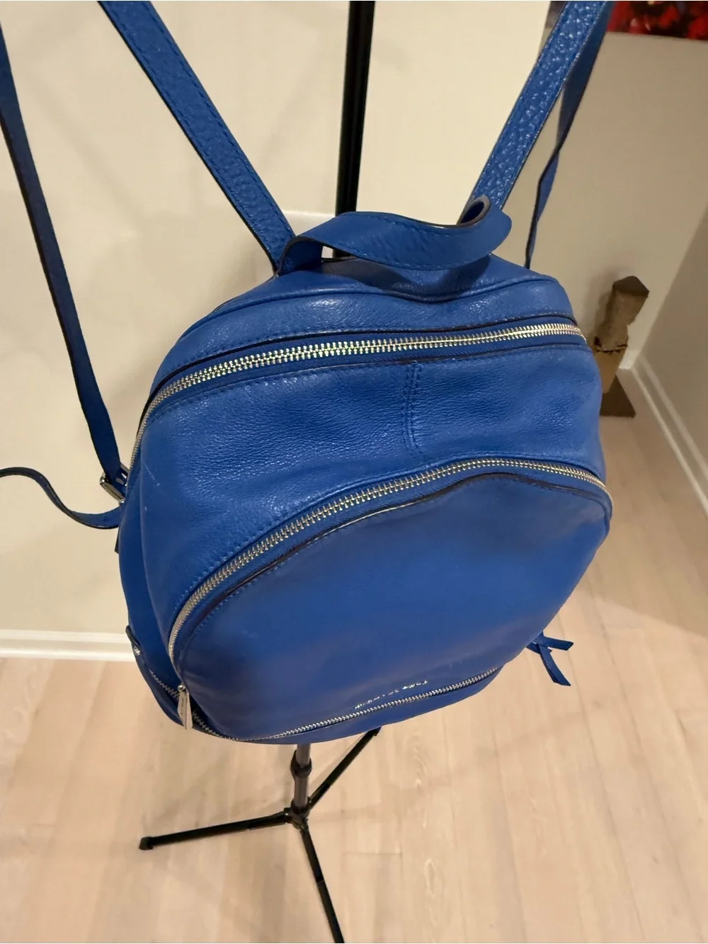 Michael Kors Cobalt Blue Pebbled Leather Backpack with Gold Hardware